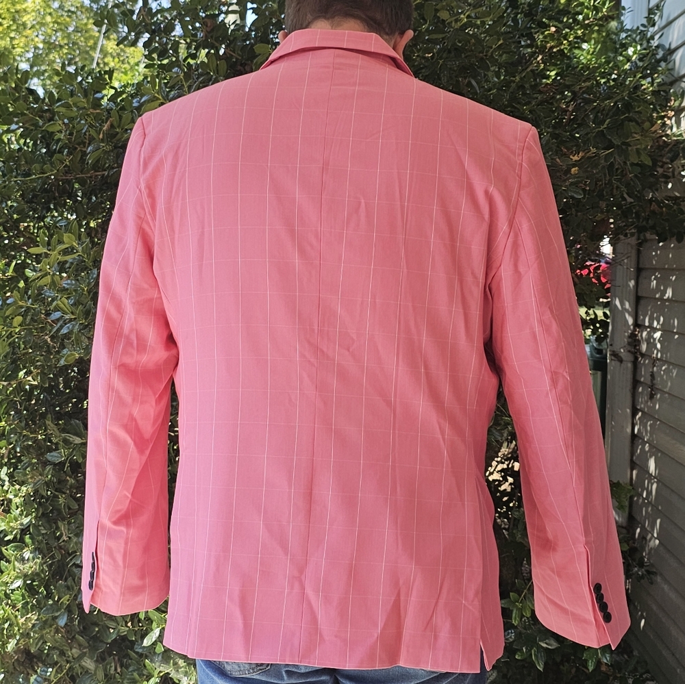 Mens‎ 5X Pink White Pin Stripe 2 Button Blazer - Picture 10 of 17